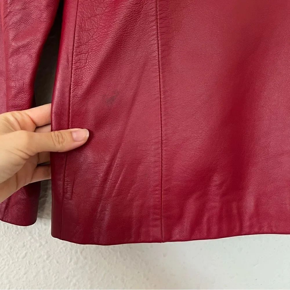SIENA 100% Leather Red Blazer Jacket| Size 6 - Picture 14 of 14